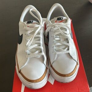 Nike White Sneakers with Gold Trim